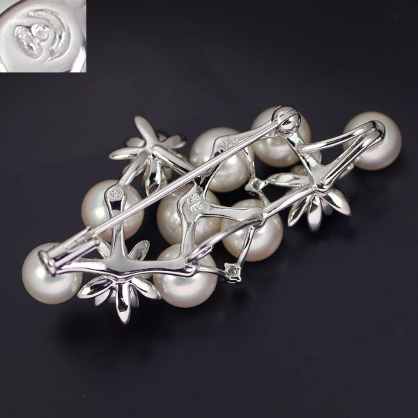 Tasaki Pearl K18WG Akoya Pearl Diamond Brooch/Pendant Diameter approx. 6.1-6.9mm D0.05ct