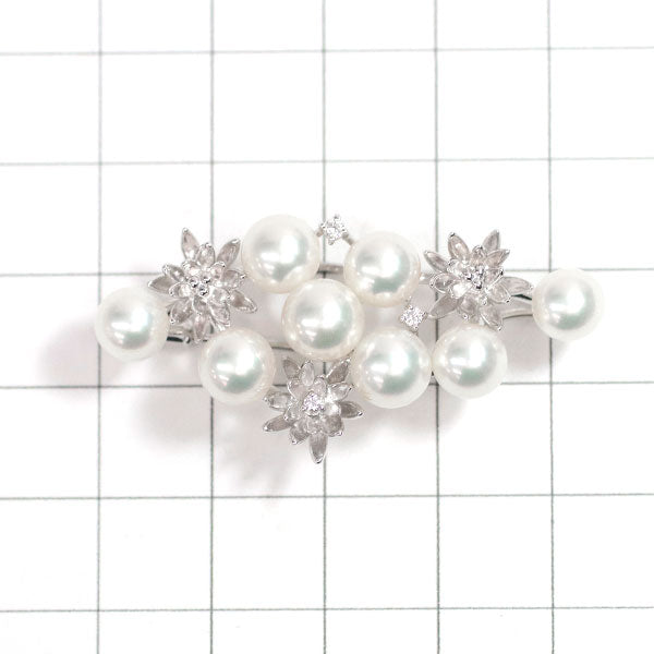 Tasaki Pearl K18WG Akoya Pearl Diamond Brooch/Pendant Diameter approx. 6.1-6.9mm D0.05ct