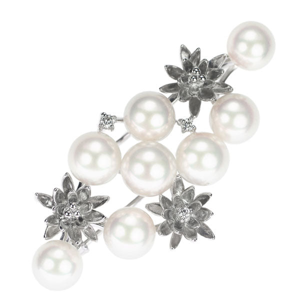 Tasaki Pearl K18WG Akoya Pearl Diamond Brooch/Pendant Diameter approx. 6.1-6.9mm D0.05ct