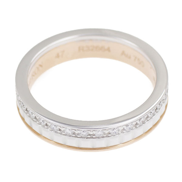 Boucheron K18WG/PG Diamond Ring Quatre Half White Ceramic Size 47 