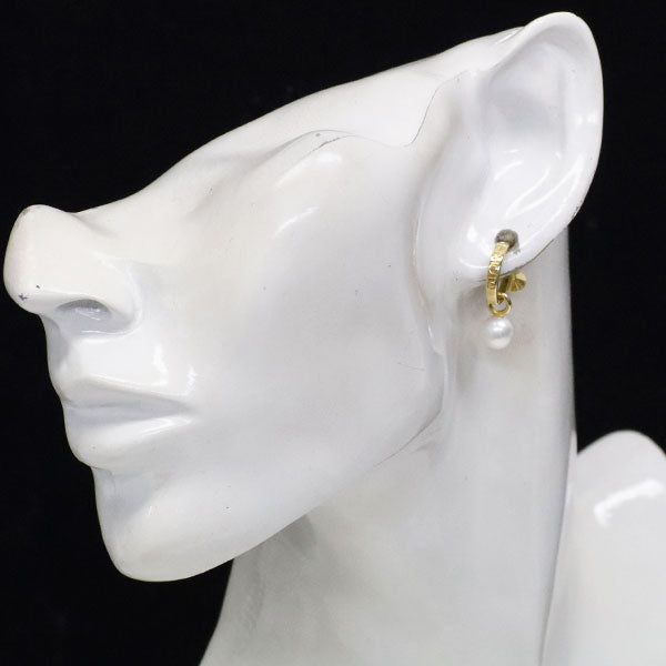 MIKIMOTO K18YG Akoya pearl earrings, diameter approx. 6.9mm, hoop 