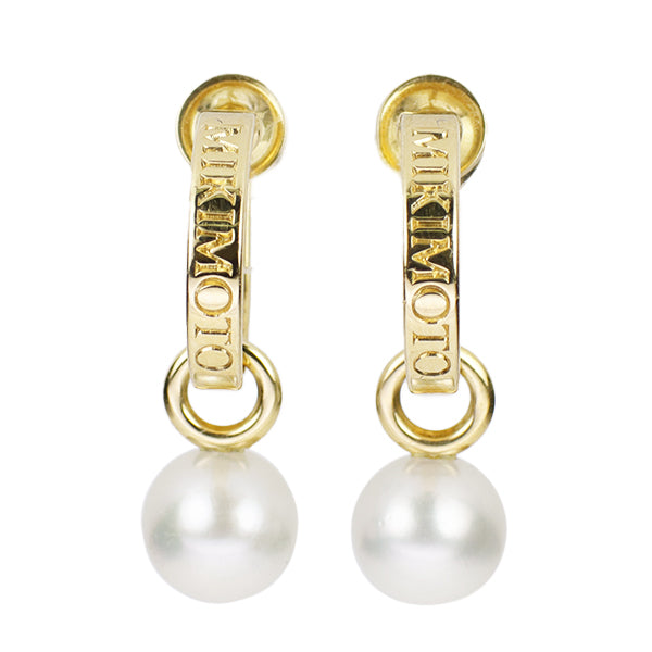 MIKIMOTO K18YG Akoya pearl earrings, diameter approx. 6.9mm, hoop 