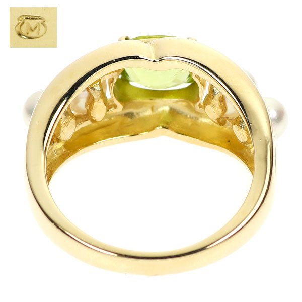 MIKIMOTO K18YG Peridot Akoya Baby Pearl Ring 1.07ct Diameter approx. 3.5-4.0mm 