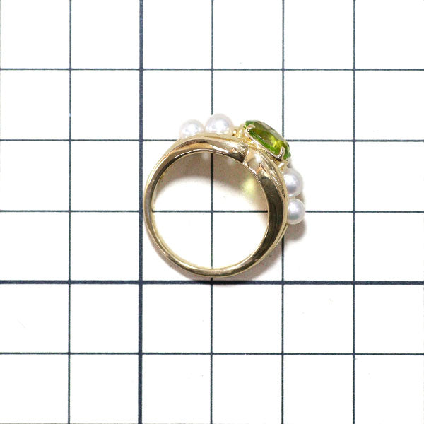 MIKIMOTO K18YG Peridot Akoya Baby Pearl Ring 1.07ct Diameter approx. 3.5-4.0mm 