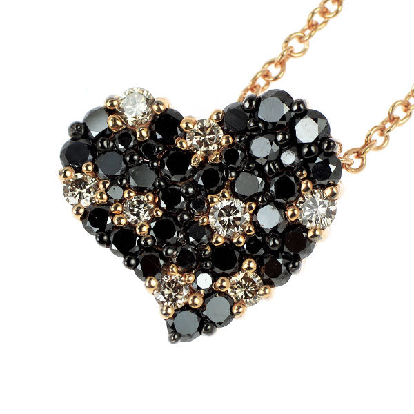 Ponte Vecchio K18PG Black Diamond Pendant Necklace 1.48ct D0.30ct Heart 