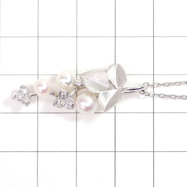 MIKIMOTO K18WG Akoya Pearl Diamond Pendant Necklace Diameter approx. 4.4-5.9mm Plant 
