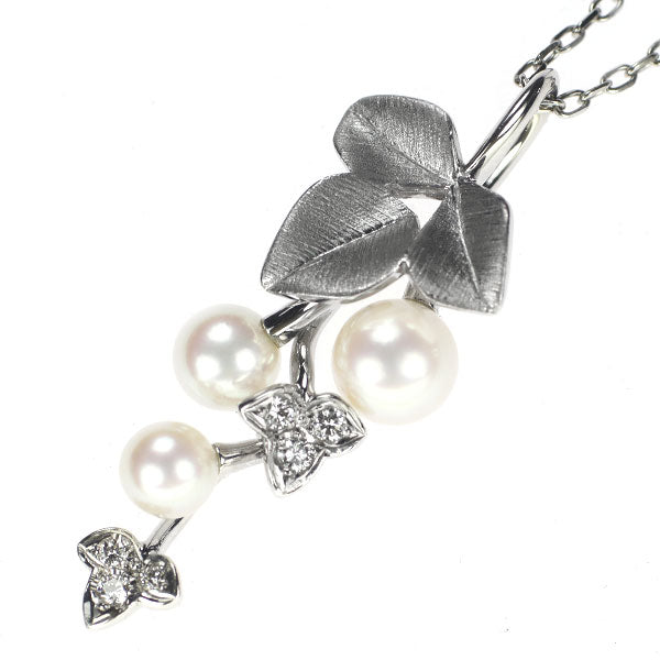 MIKIMOTO K18WG Akoya Pearl Diamond Pendant Necklace Diameter approx. 4.4-5.9mm Plant 