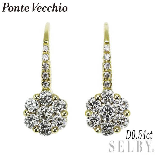 Ponte Vecchio K18YG Diamond Earrings 0.54ct Flower 