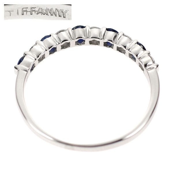 Tiffany Pt950 Sapphire Diamond Ring Vintage Half Eternity 