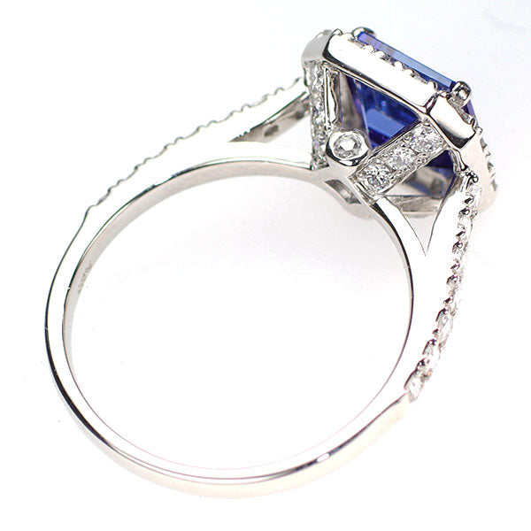 New Pt900 Tanzanite Rose Cut Diamond Ring 1.80ct D0.54ct [Escore] 