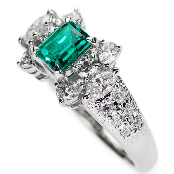 MIKIMOTO Pt950 Colombian oil-free emerald diamond ring 0.72ct 0.82ct untreated 