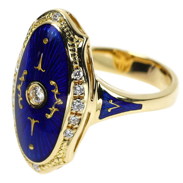 Faberge K18YG Enamel Diamond Ring #14.5 《Selby Ginza Store》 [S, polished to like new] [Used] 