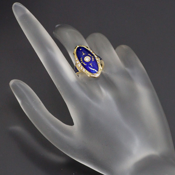 Faberge K18YG Enamel Diamond Ring #14.5 《Selby Ginza Store》 [S, polished to like new] [Used] 