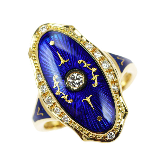 Faberge K18YG Enamel Diamond Ring #14.5 《Selby Ginza Store》 [S, polished to like new] [Used] 