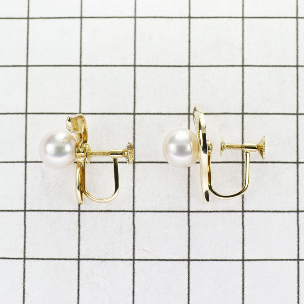 Mikimoto K18YG Akoya pearl earrings, diameter approx. 7.1mm 