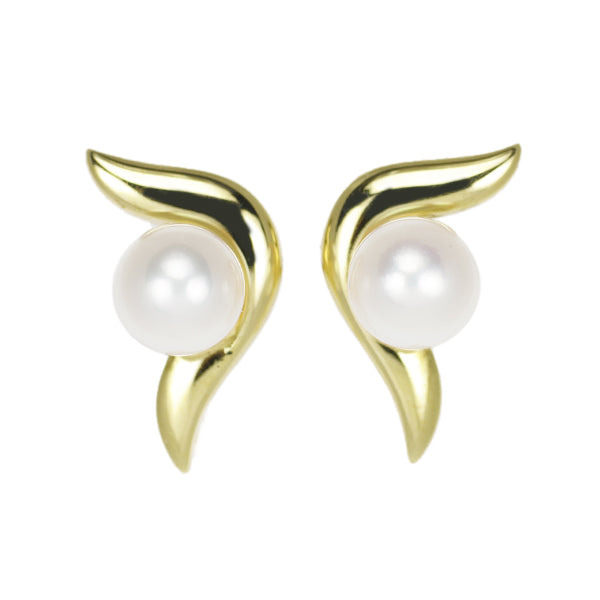 Mikimoto K18YG Akoya pearl earrings, diameter approx. 7.1mm 