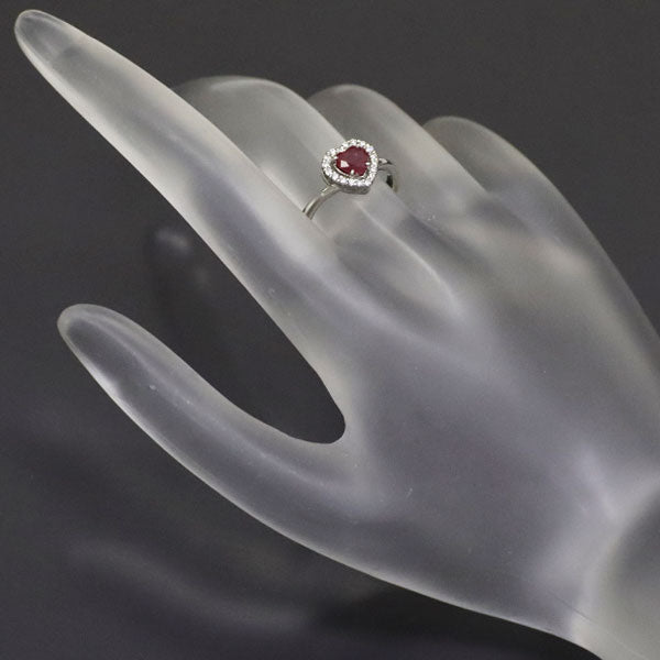 4℃ Pt950 Heart Shape Ruby Diamond Ring 