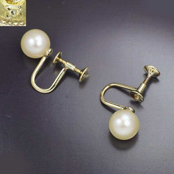 Mikimoto K14YG Akoya pearl earrings, diameter approx. 8.1-8.3mm 
