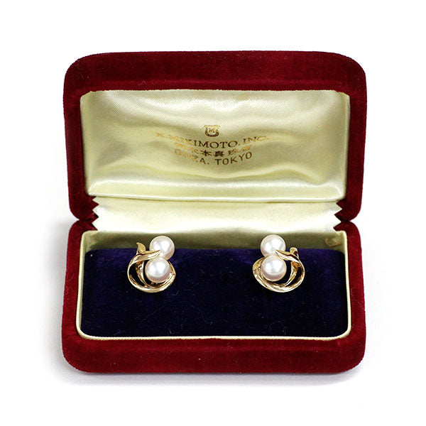 Mikimoto K14YG Akoya pearl earrings, diameter approx. 7.0-7.2mm 