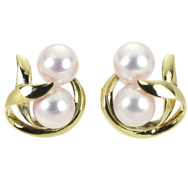 Mikimoto K14YG Akoya pearl earrings, diameter approx. 7.0-7.2mm 