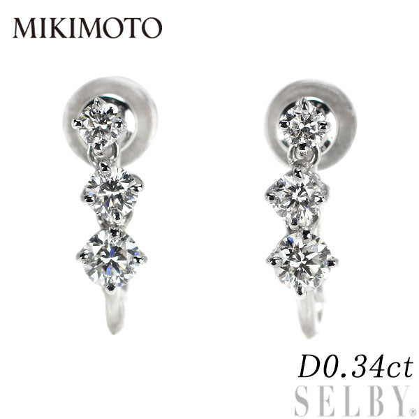 MIKIMOTO K18WG Diamond Earrings 0.34ct 