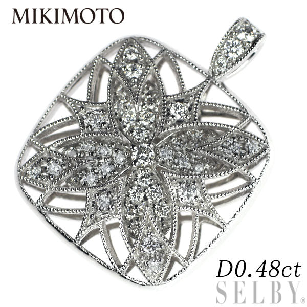 MIKIMOTO K18WG Diamond Pendant Top 0.48ct 