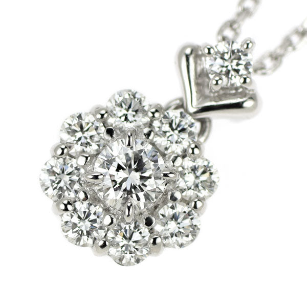 Royal Asscher Pt Diamond Pendant Necklace 0.35ct Flower 