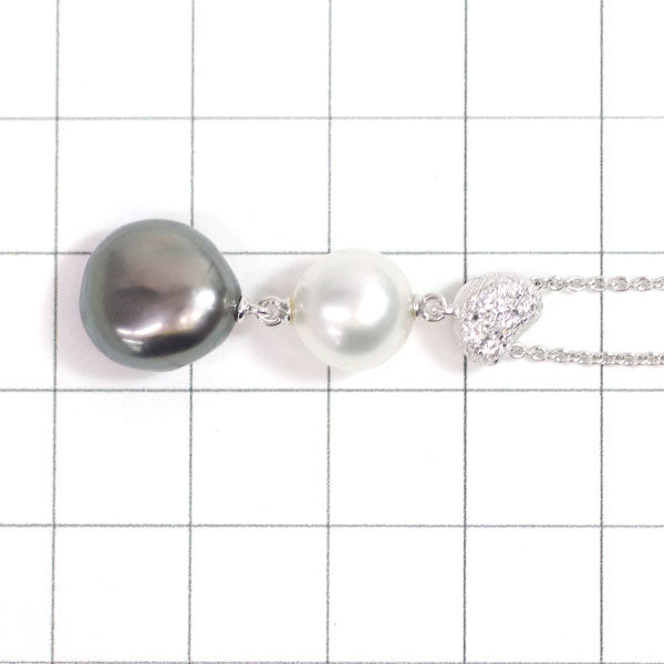 MIKIMOTO K18WG Baroque Pearl Diamond Pendant Necklace Width approx. 8.7-10.9mm 