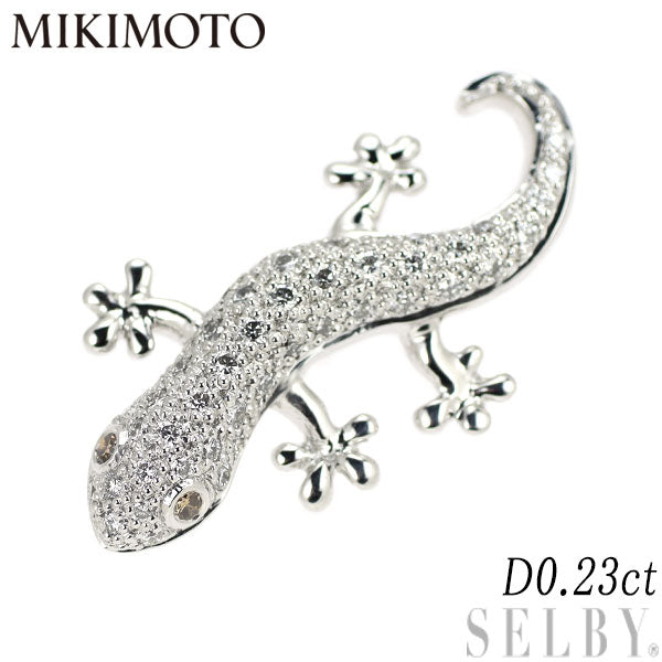 MIKIMOTO K18WG Diamond Brooch 0.23ct Gecko 