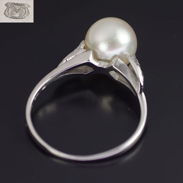 MIKIMOTO K14WG Akoya pearl ring, diameter approx. 8.5mm 