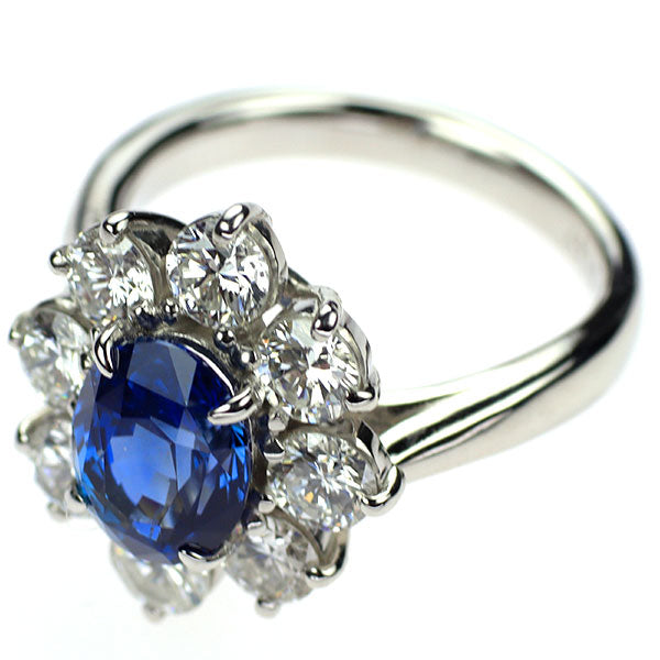 Pt900 Burmese unheated sapphire diamond ring 2.43ct D1.57ct 