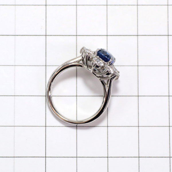 Pt900 Burmese unheated sapphire diamond ring 2.43ct D1.57ct 