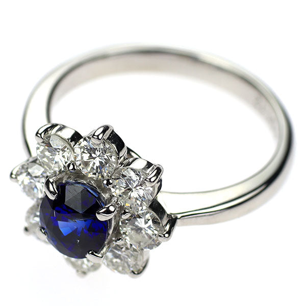 Pt900 Madagascar unheated sapphire diamond ring 1.06ct D1.12ct 