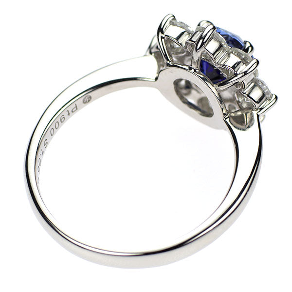 Pt900 Madagascar unheated sapphire diamond ring 1.06ct D1.12ct 