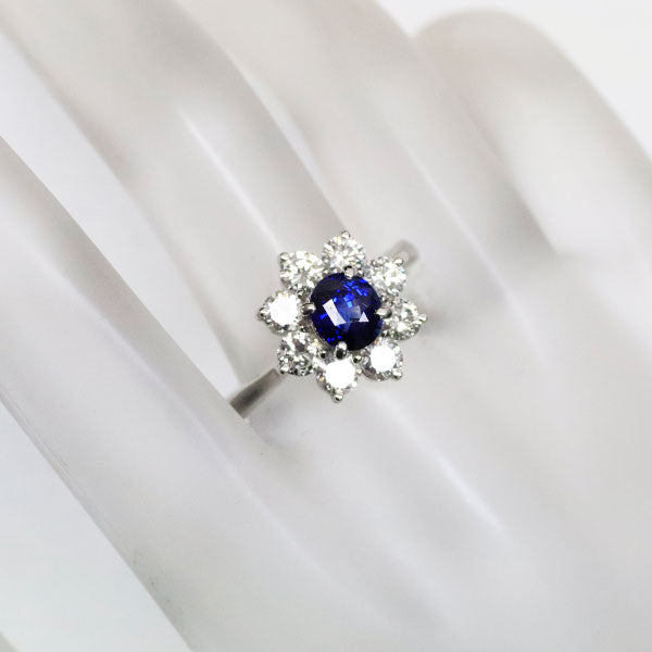 Pt900 Madagascar unheated sapphire diamond ring 1.06ct D1.12ct 