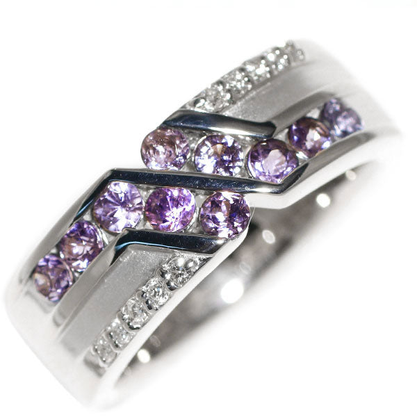K18WG Color Change Garnet Diamond Ring 0.74ct D0.08ct 