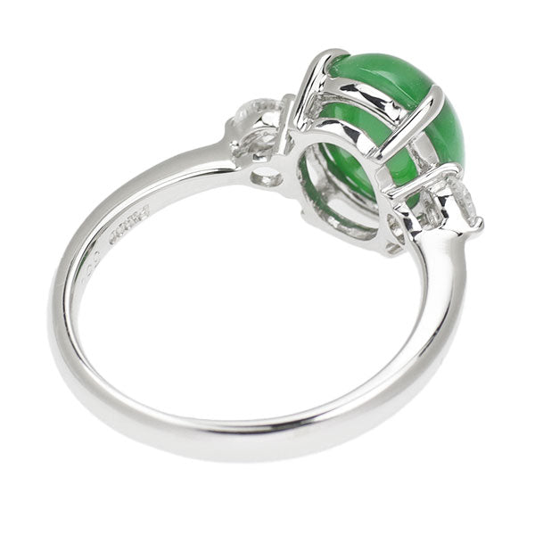 Pt900 Jade Diamond Ring 3.50ct D0.23ct 