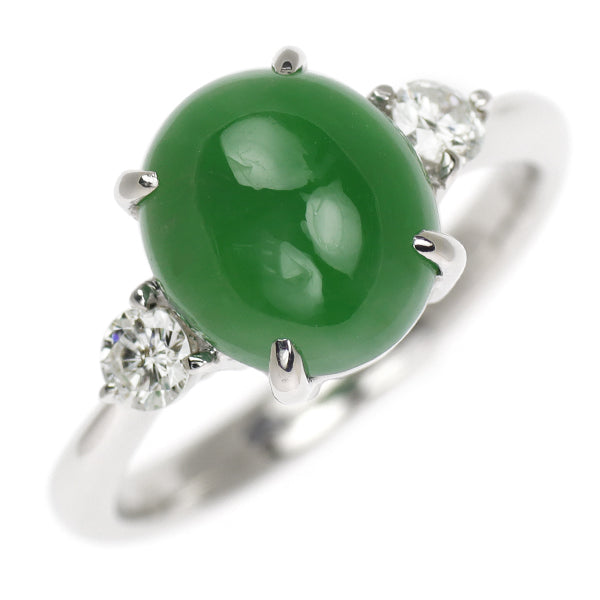 Pt900 Jade Diamond Ring 3.50ct D0.23ct 