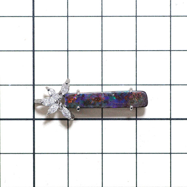 Pt900 Boulder Opal Diamond Pendant 3.76ct D0.50ct 