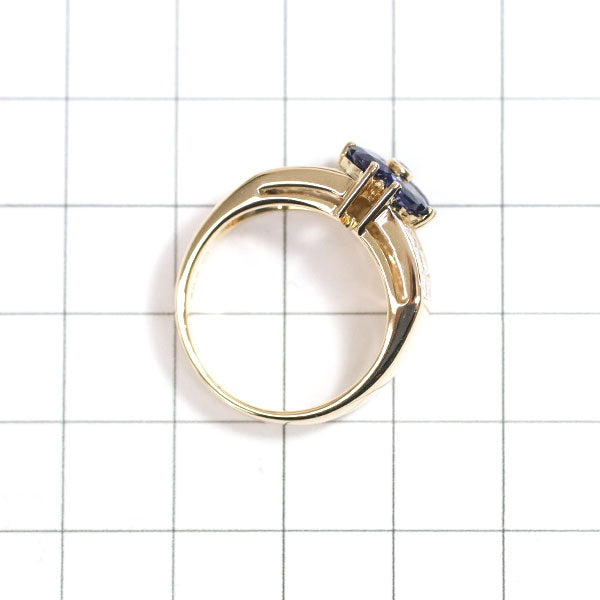 K18YG Sapphire Diamond Ring 2.09ct D1.38ct 