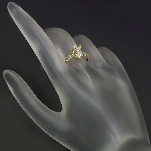 Heiwado Trading K18YG Pear Shape Diamond Ring 1.17ct D0.26ct 