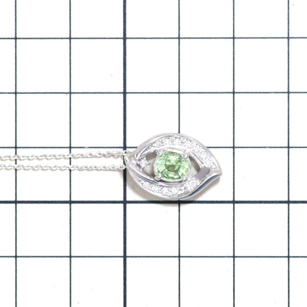 K18WG Mint Garnet Diamond Pendant Necklace 1.07ct D0.11ct 
