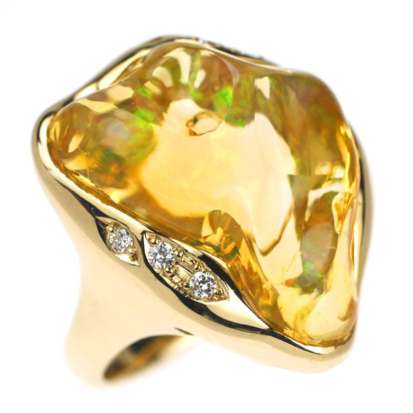 K18YG Fire Opal Diamond Ring 9.15ct D0.083ct 