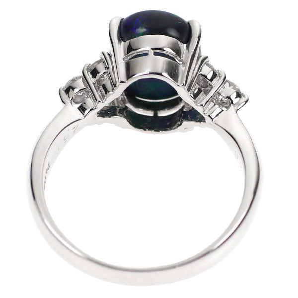 Pt900 Black Opal Diamond Ring 2.61ct D0.35ct 