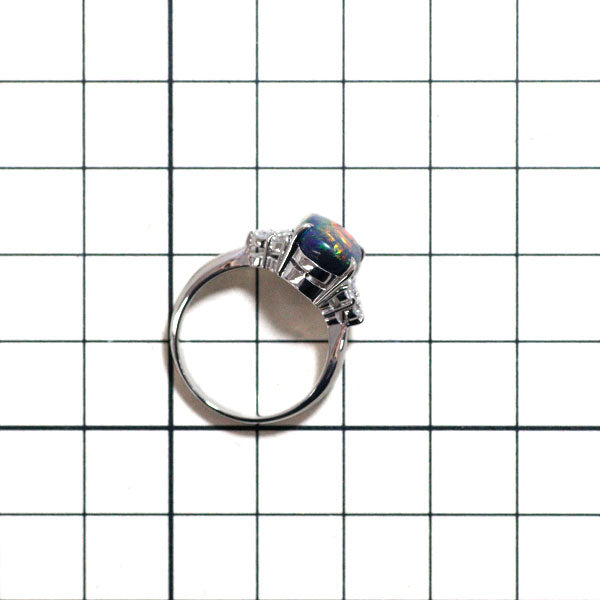 Pt900 Black Opal Diamond Ring 2.61ct D0.35ct 