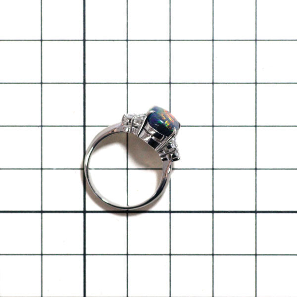 Pt900 ブラックオパール ダイヤモンド リング 2.61ct D0.35ct