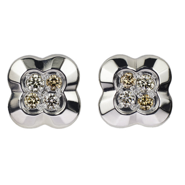 Kashikei K18WG Brown Diamond Earrings 0.12ct Flower 