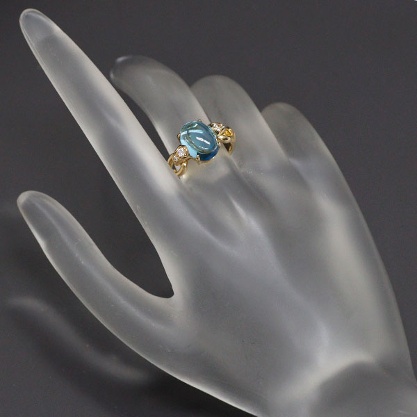 Bvlgari K18YG Blue Topaz Diamond Ring #12.5《Selby Ginza Store》[S, Like New, Polished] [Used] 