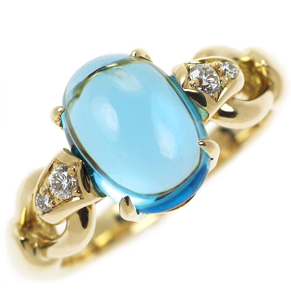 Bvlgari K18YG Blue Topaz Diamond Ring #12.5《Selby Ginza Store》[S, Like New, Polished] [Used] 