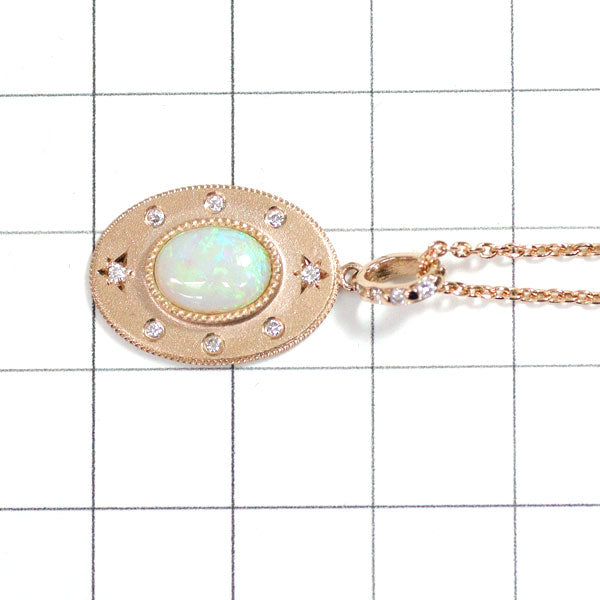 K18PG Opal Diamond Pendant Necklace D0.09ct 